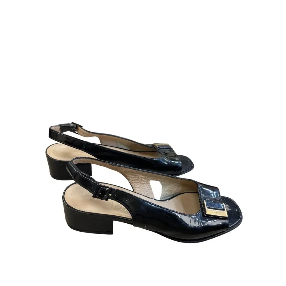Salvatore Ferragamo Womens Black Leather Slingback Heels Size 8 SKU 8305 - Image 4