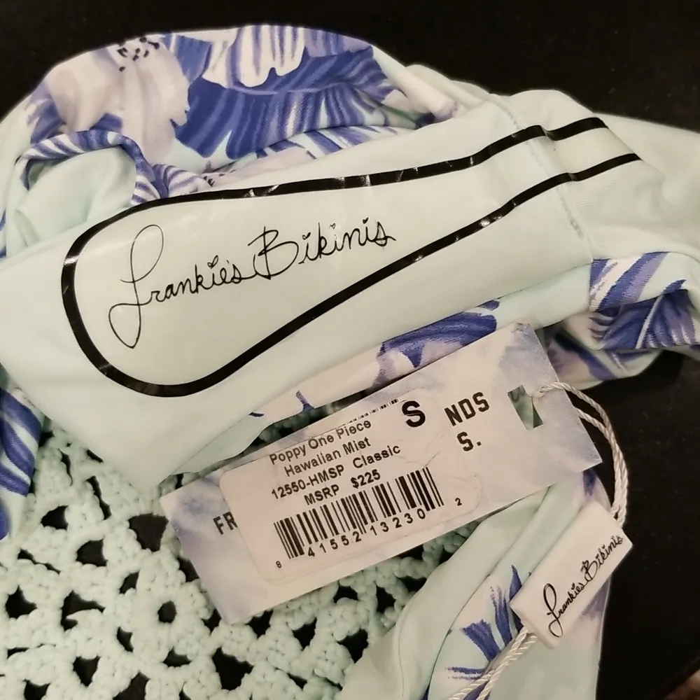 💕FRANKIES BIKINIS💕 Poppy One Piece Swimsuit ~ Hawaiian Mist Crochet S NWT - Image 14