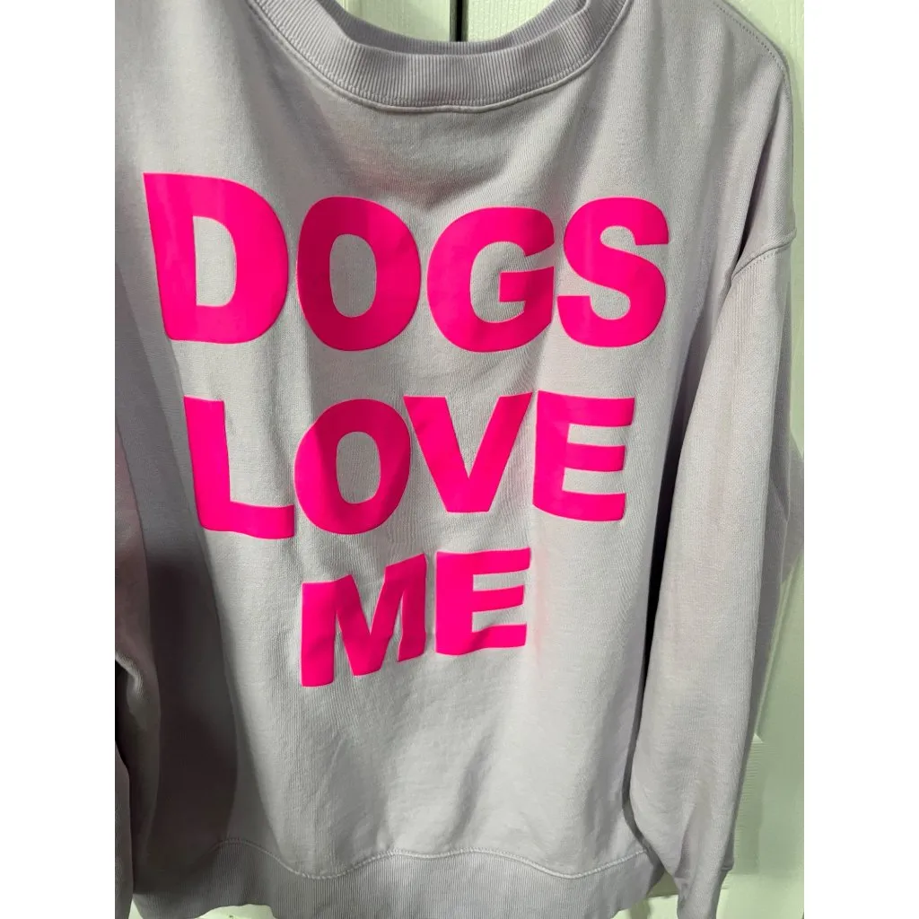 Wildfox Love Sweatshirt Dogs Love Me Gray W/ Pink Paw Print Womens L - Image 4
