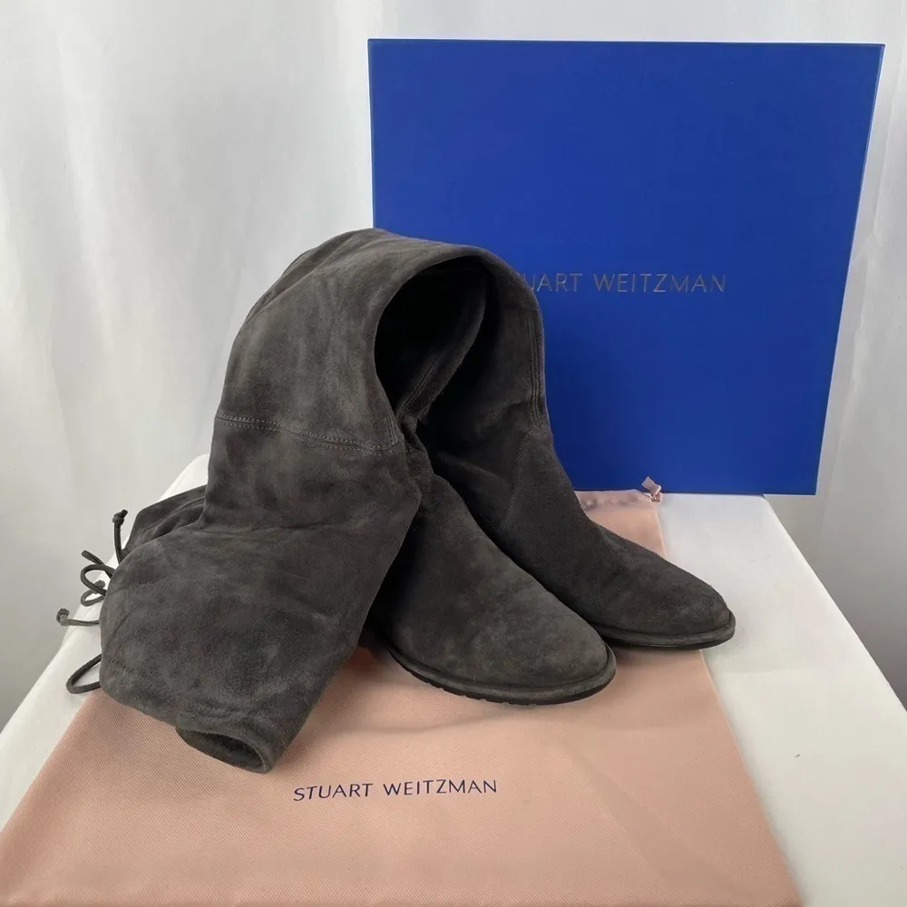Stuart Weitzman Lowland Suede Over-the-Knee Boots in‎ Grey Size 7.5 - Image 6