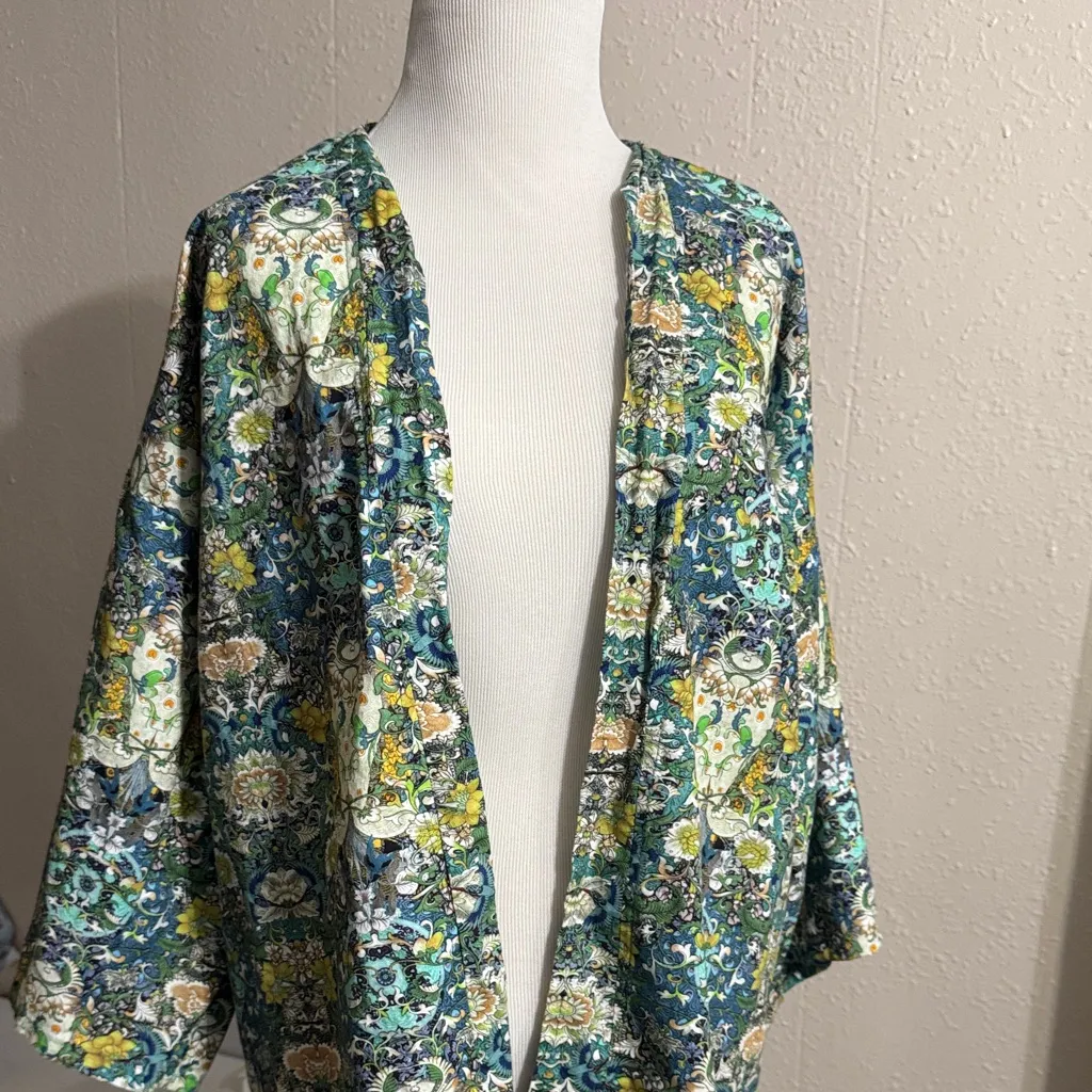 Floral Kimono Cardigan Green Size XL - Image 2