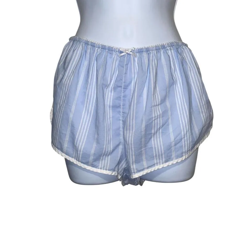 Victoria’s Secret 2002 blue and white striped lightweight cotton pajama shorts - Image 2