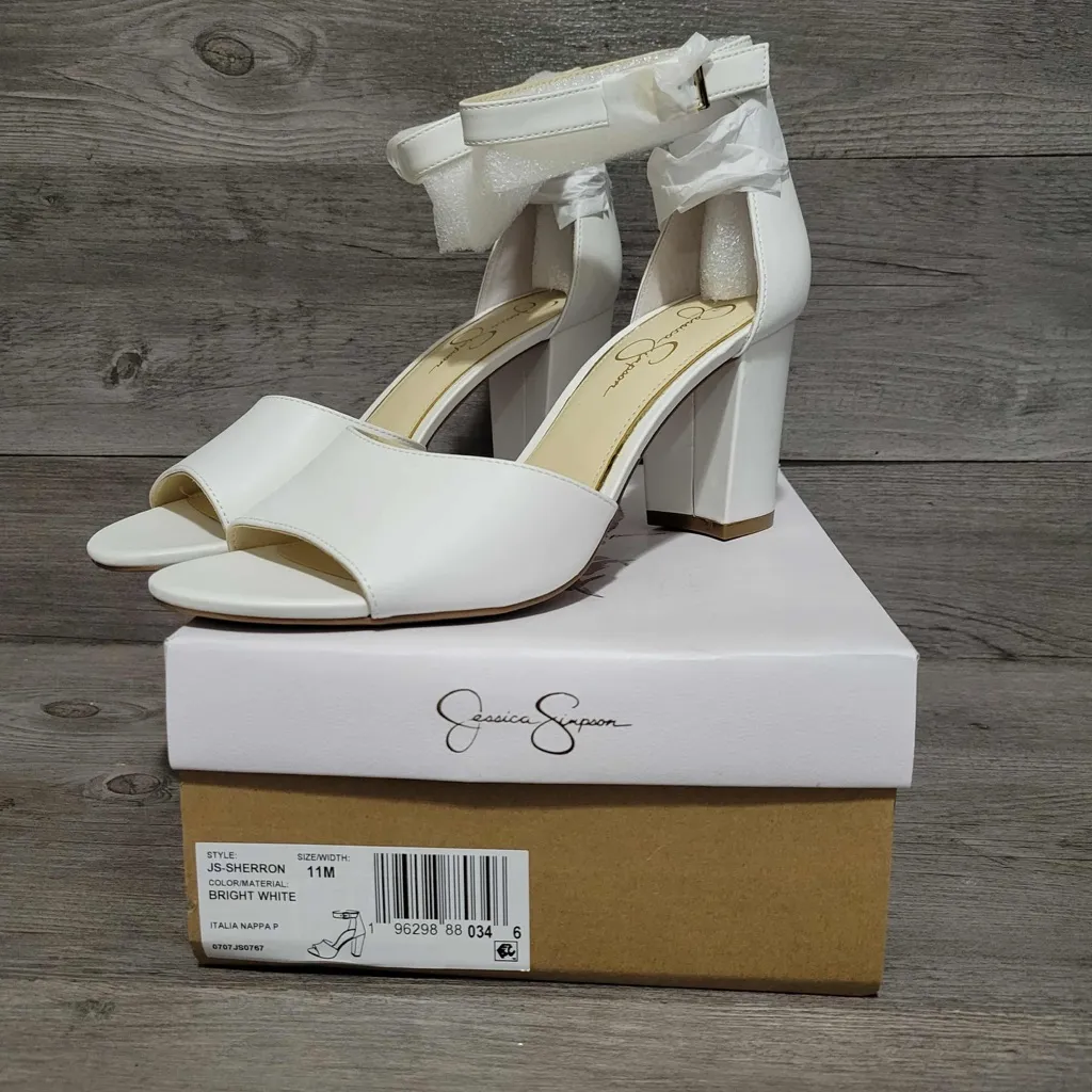 Jessica Simpson Women's Sherron Heeled Sandal Bright White Size 11 - Image 2