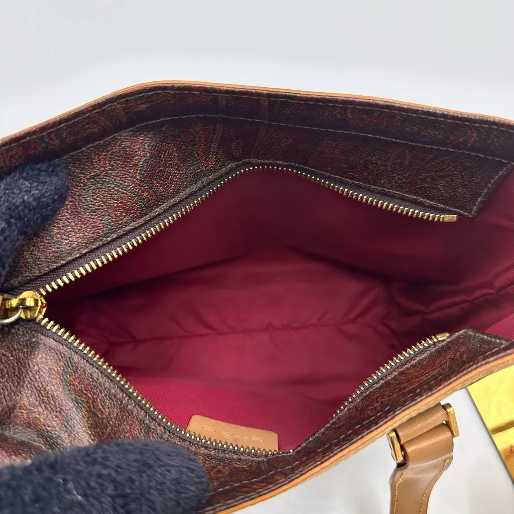 Etro Brown and Tan Paisley Tote Bag - Image 7