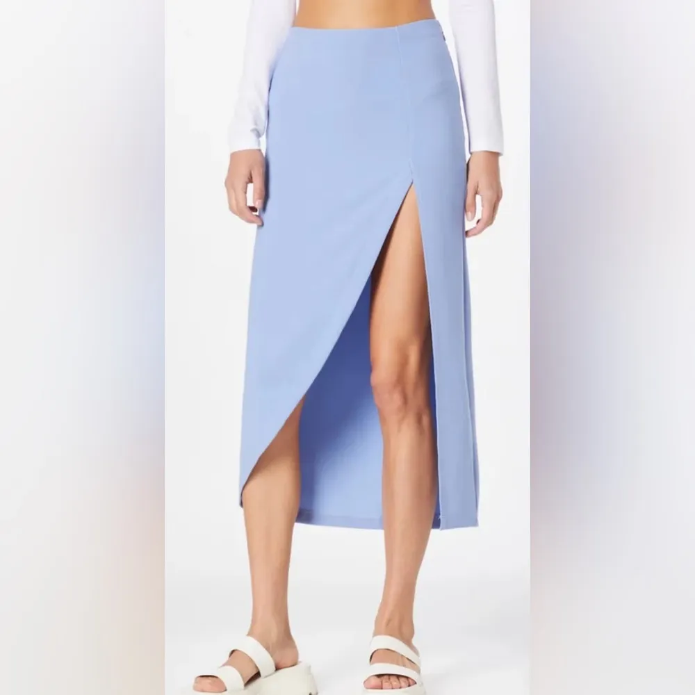 Abercrombie Elevated Midi Skirt dusty Light Blue high waisted bodycon plus curve - Image 8