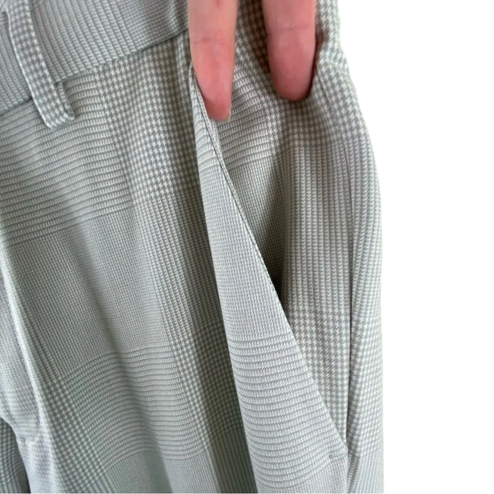 ASOS‎ Gray Checkered Patterned Straight Cuffed Leg Trousers Size 28 - Image 5