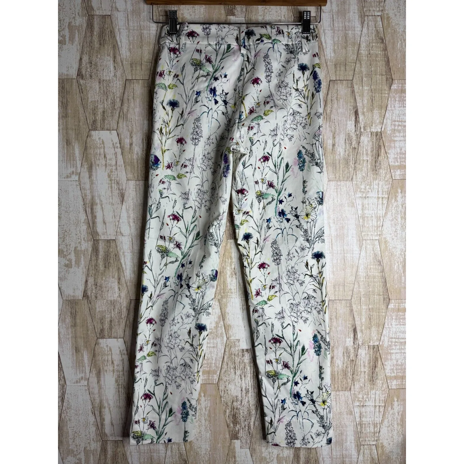 H&M Straight Leg Floral Pants Womens Size 4‎ Chino Abstract Color Spring - Image 2
