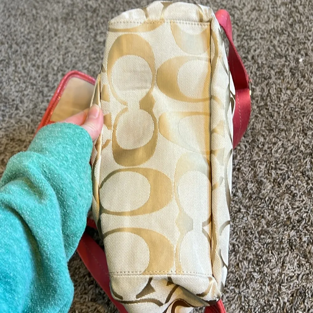 Coach Signature Stripe F21928 Backpack In Tan And Poppy Orange - Image 4