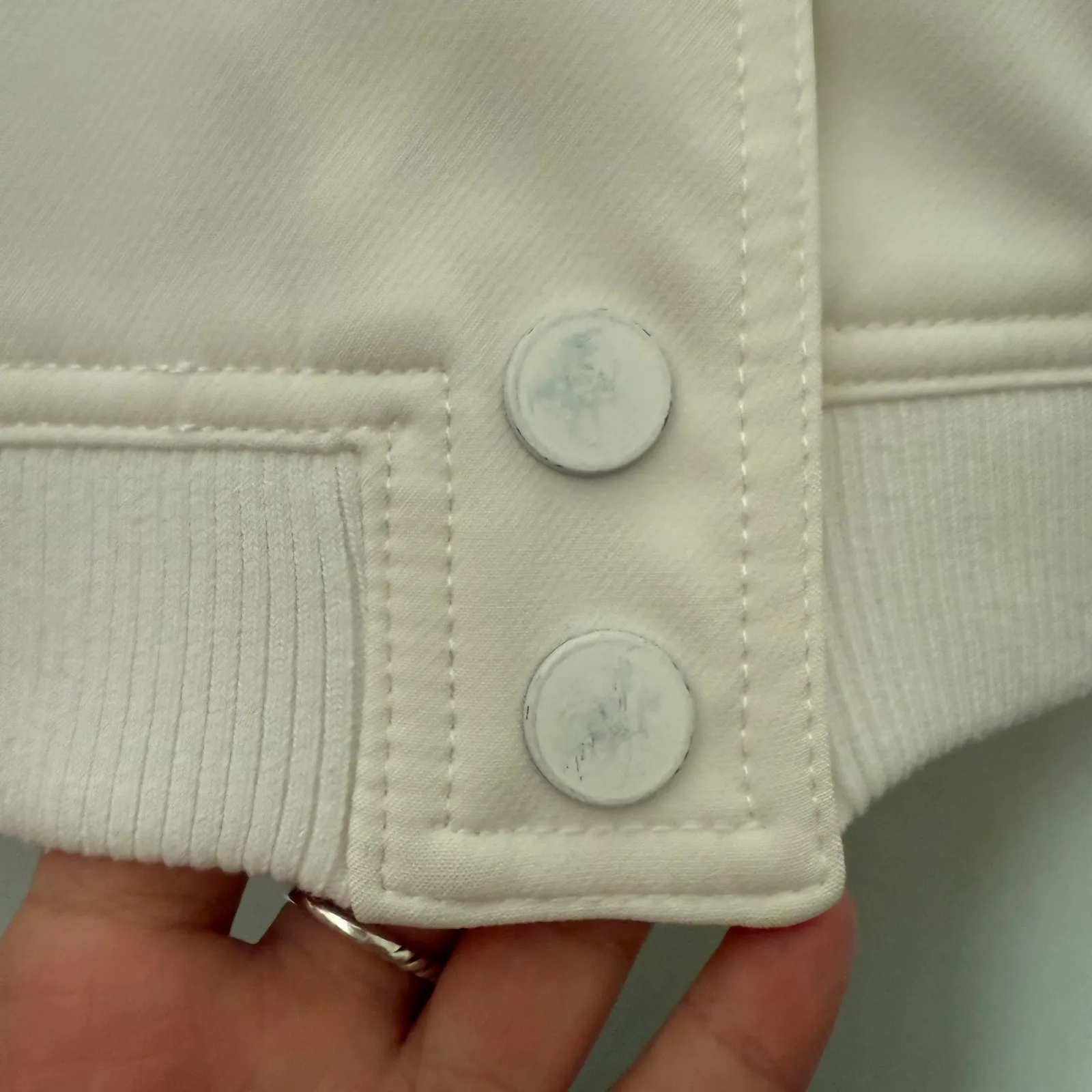 Rachel Roy White Cropped Boxy Bomber Jacket Padded Shoulders Old Money Women-L - Image 5