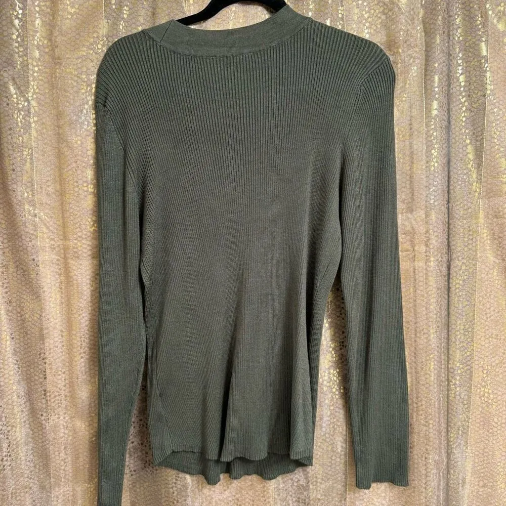 No Boundaries Olive Green Ribbed Stretchy Lace Up Sweater XXL NWOT - Image 2