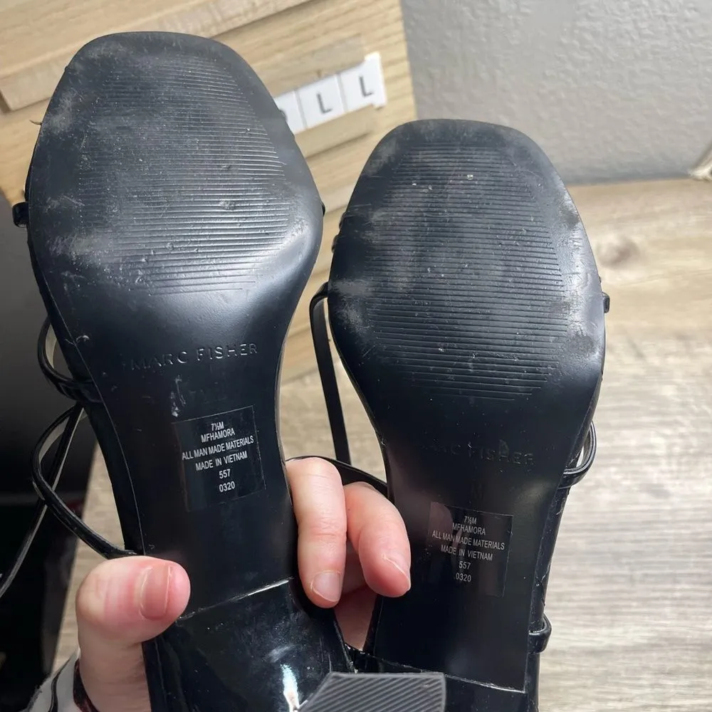 Marc Fisher Black Quilted Square Toe Sandals - Image 4