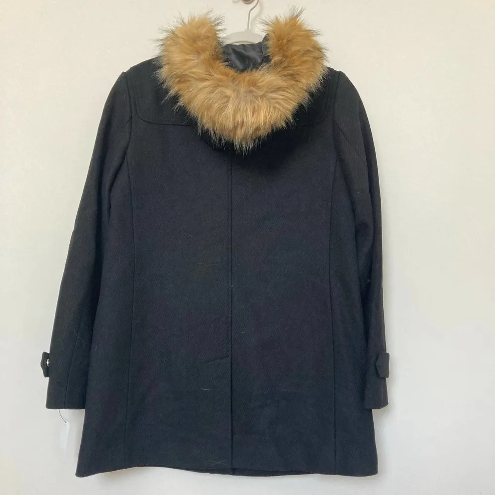 NWT Cole Haan Signature Wool Blend Faux-Fur-Trim Hooded Duffle Coat Size 4 - Image 7