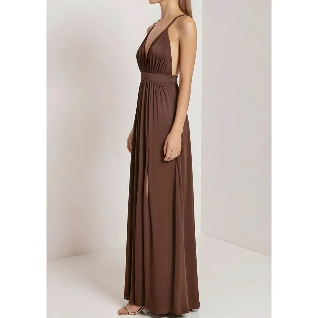 MICHAEL COSTELLO x REVOLVE Emmeline Maxi Dress, Brown, Small - Image 3