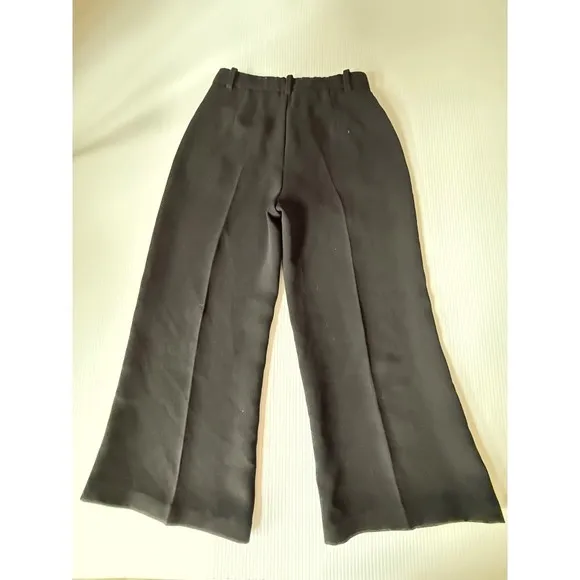 PINKO‎ Wide Leg Cropped Dress Pants Career Casual Black Trousers Italy Size 6 - Image 5