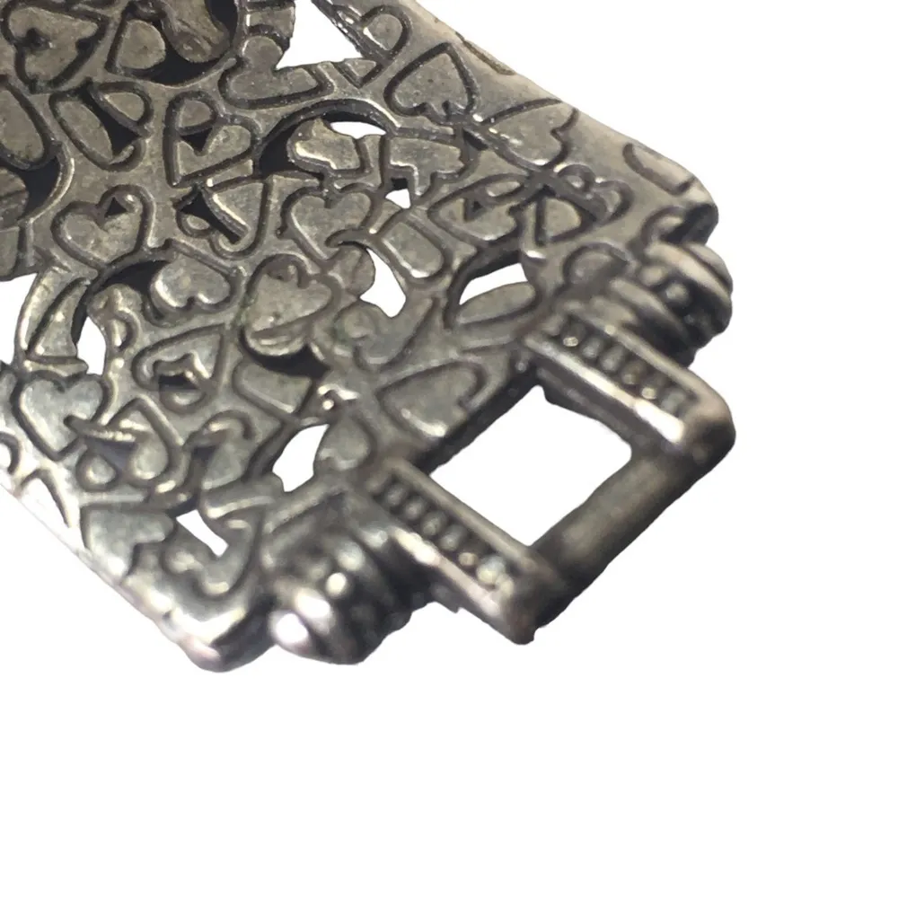 Brighton Vintage "Berkeley" Scroll Link Bracelet Silver Plate Retired Hearts - Image 7