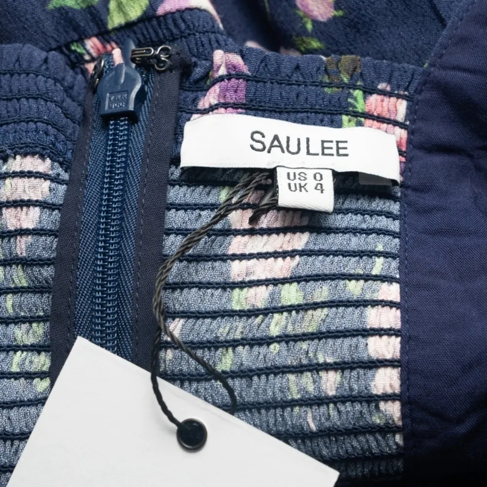 Sau Lee. Marianne Floral Puff Sleeve Midi Dress. Blue Size 0 - Image 4