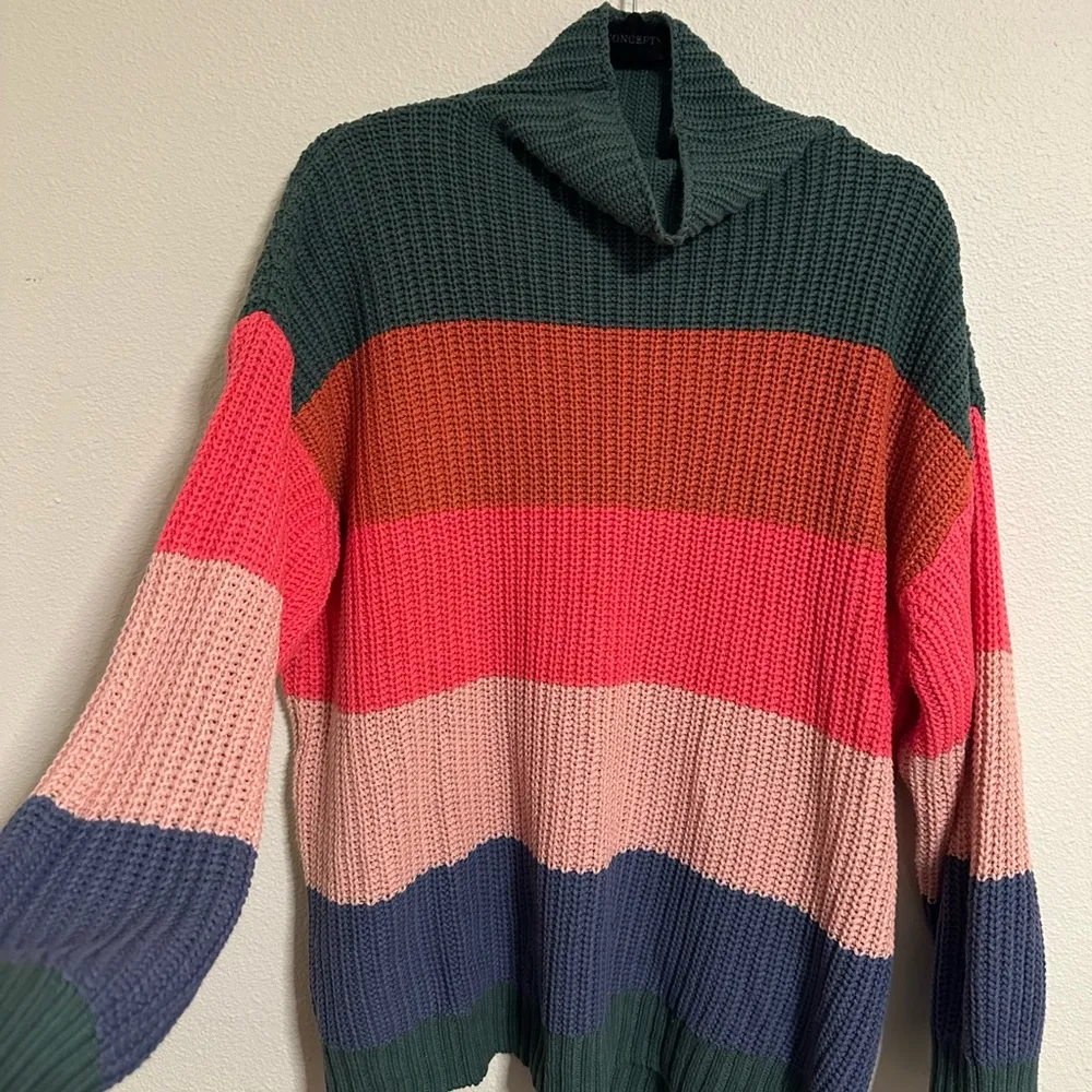Colorful American Eagle Stripe Knit Sweater - Image 2
