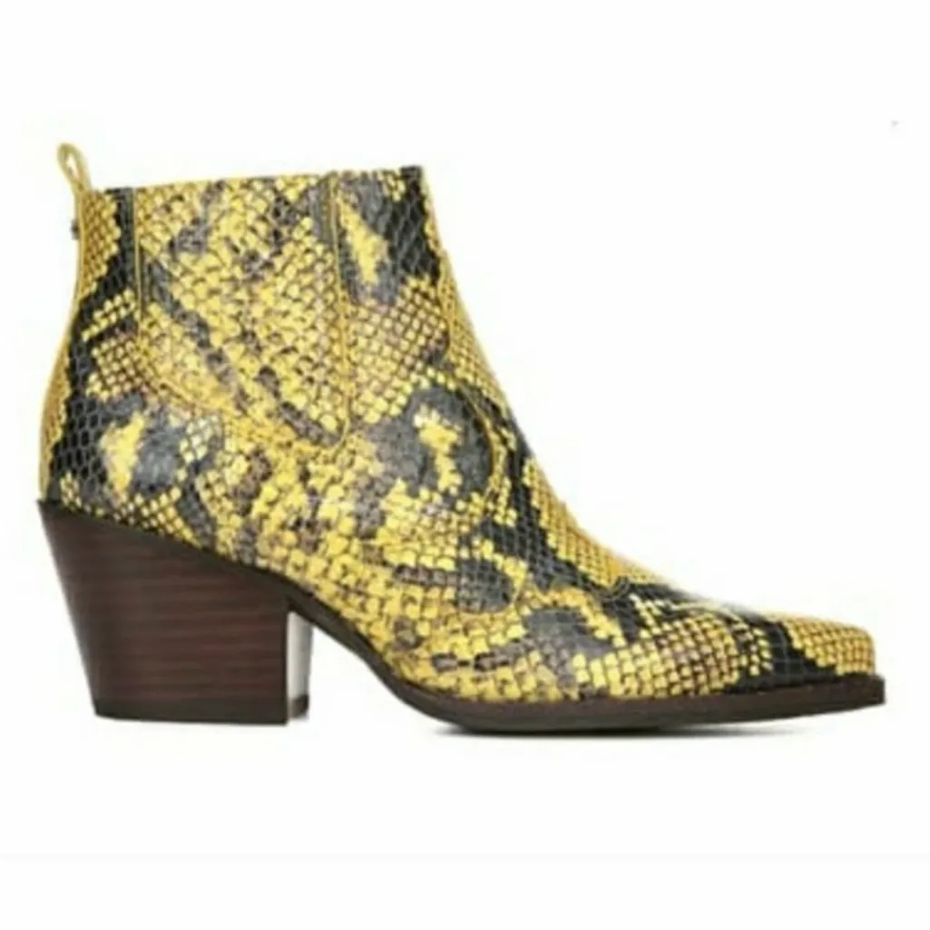 Sam Edelman yellow snakeskin boots. / booties reptile size 10 - Image 5