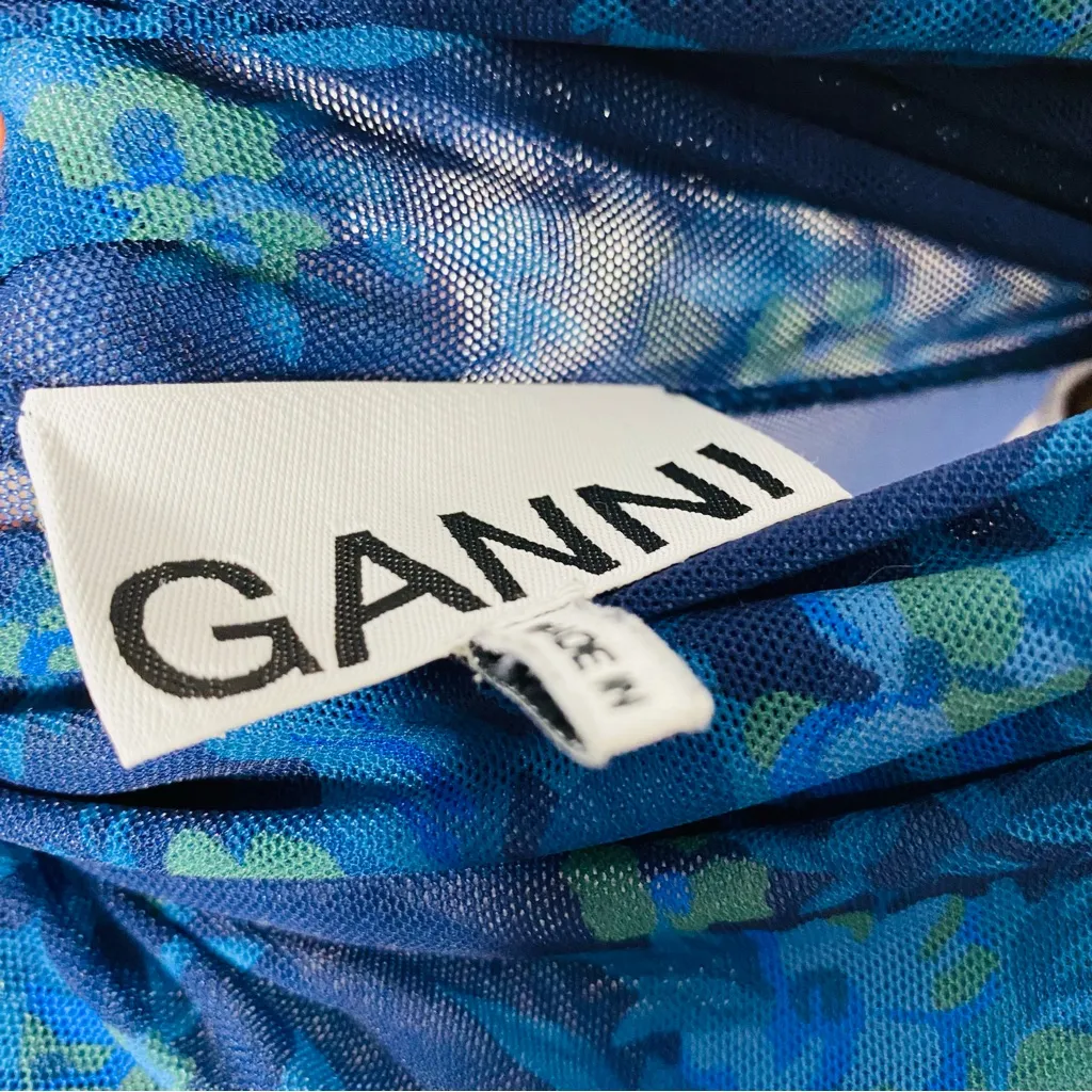 GANNI Floral Mesh Turtleneck Top Size - Image 8