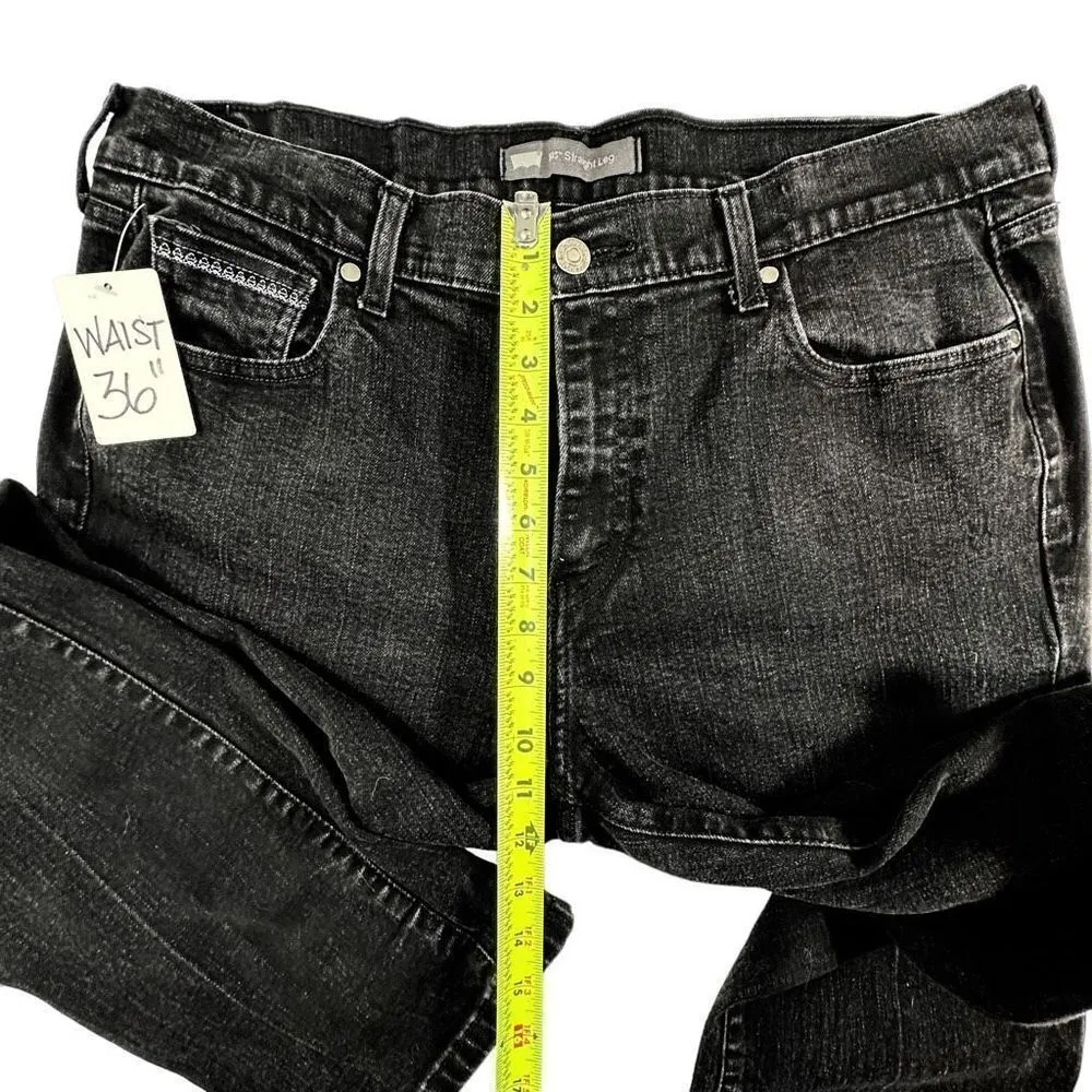 Levi’s 505 Straight Leg Contrast Stitched Black Denim Jeans Women’s Size 16M 33x - Image 5