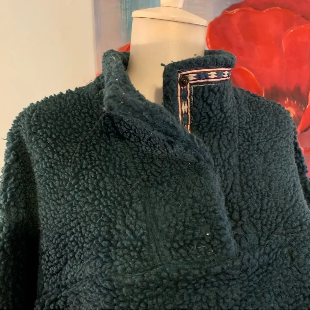 Vintage EMS Fleece Jacket Womens L Green Long Sleeve Snap Button Top - Image 3