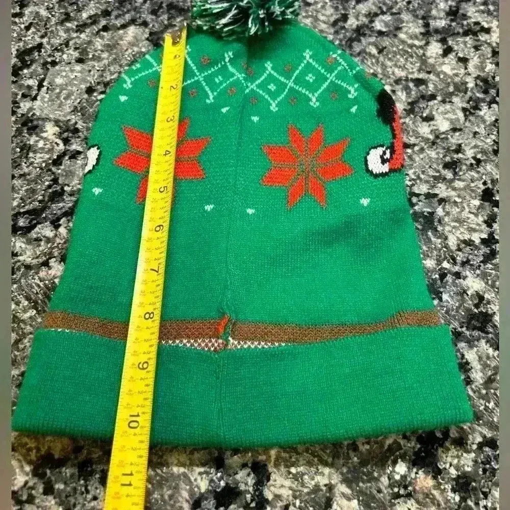 Disney Mickey Mouse Green & Red Christmas Pom-pom Beanie Hat One size fits most - Image 5