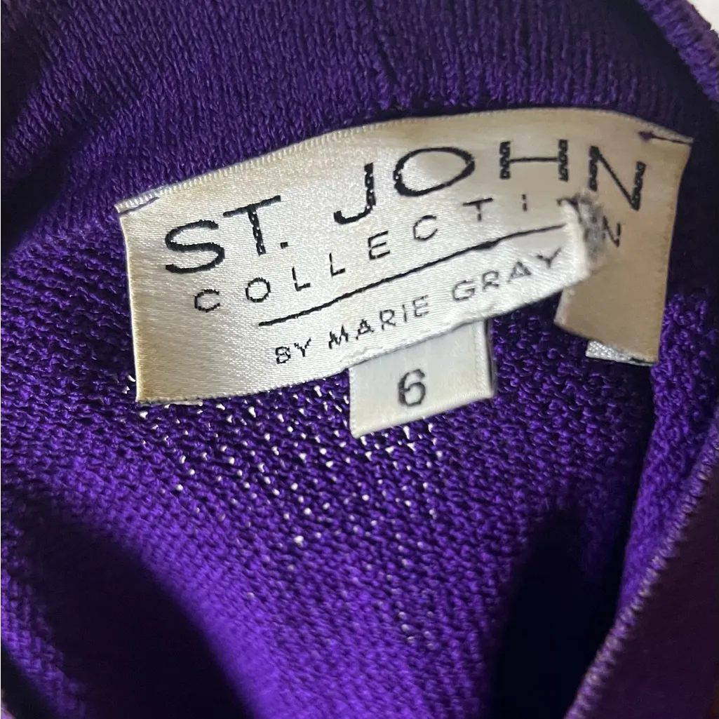 3 x $150 Vintage St. John Abstract Santana knit satin cardigan size 6 - Image 5