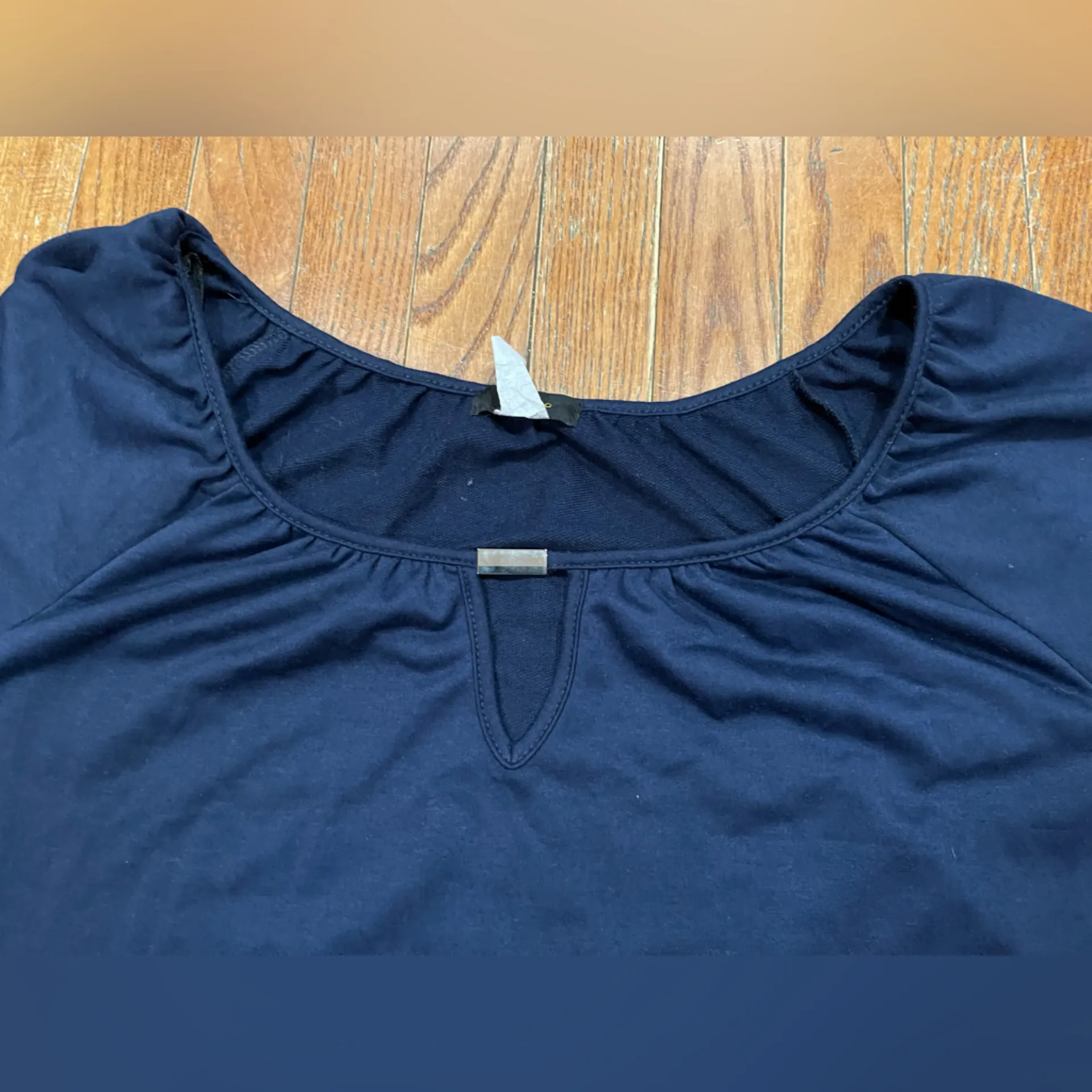 Espresso Navy dress with Gingham Sleeves Blue Size 2X - Image 3