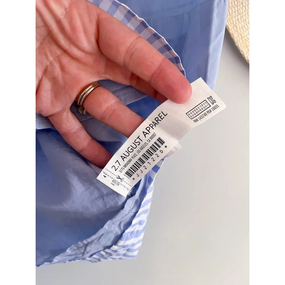 English Factory | Stripe Contrast Mini Shirtdress in Powder Blue | Sz XS - Image 7