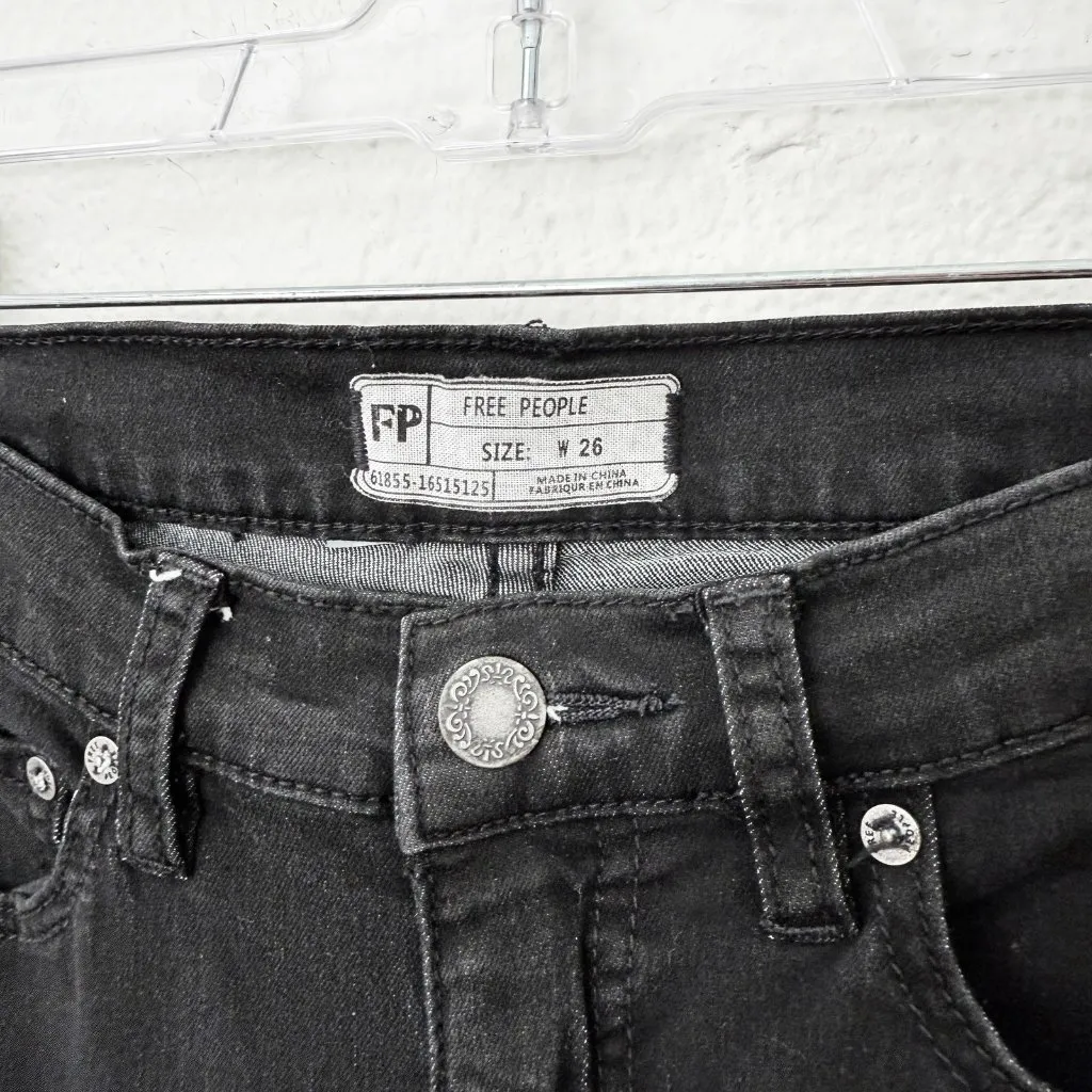 [Free People] Washed Black Low Rise Slim Leg Flare Jeans Stretch Casual Size 26 - Image 10