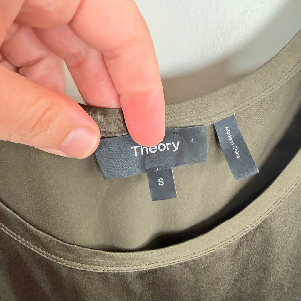 Theory  Olive Silk Drawstring Jumpsuit - Image 7