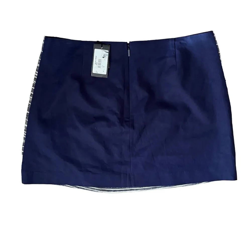 NWT A/X Armani Exchange 14 XL Mini Skirt Navy Blue Sheer Overlay Striped Short - Image 4