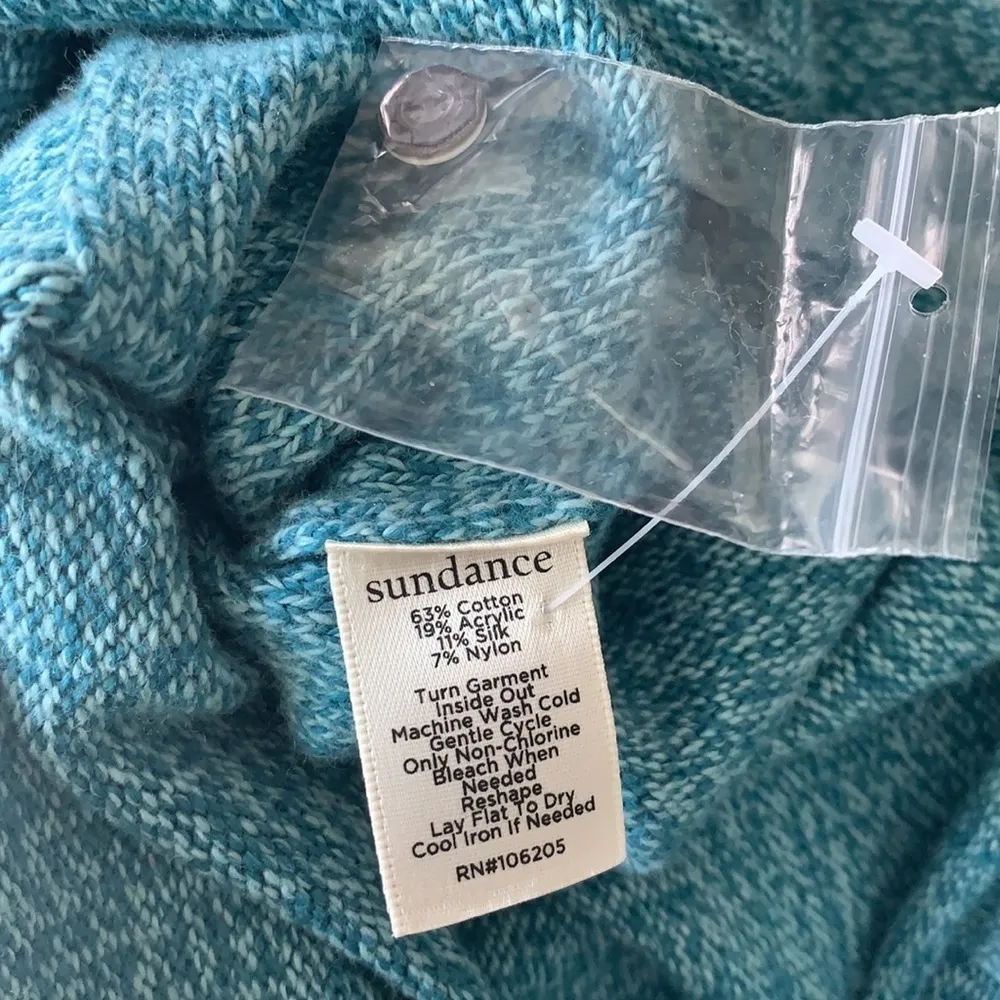 Sundance Homestead Henley Silk Blend Teal Blue Sweater Size PXXS NWOT - Image 11