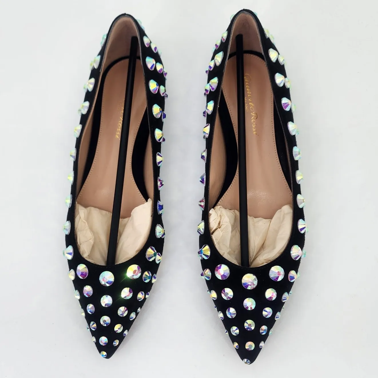 Gianvito Rossi Spectra Pump 05 Black Crystal-Studded Flats Women’s Size 37 - Image 12