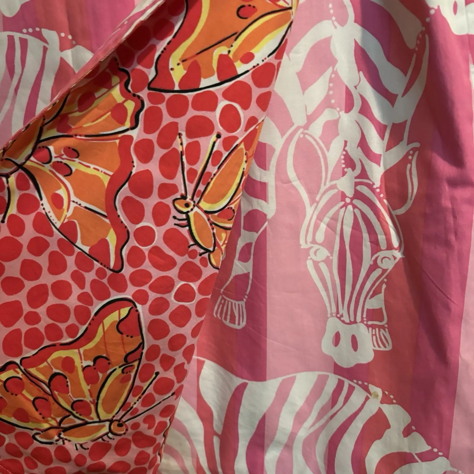 LILLY PULITZER Reversible Wrap Skirt Size 12 Pink Zebras Orange Butterflies‎ - Image 6