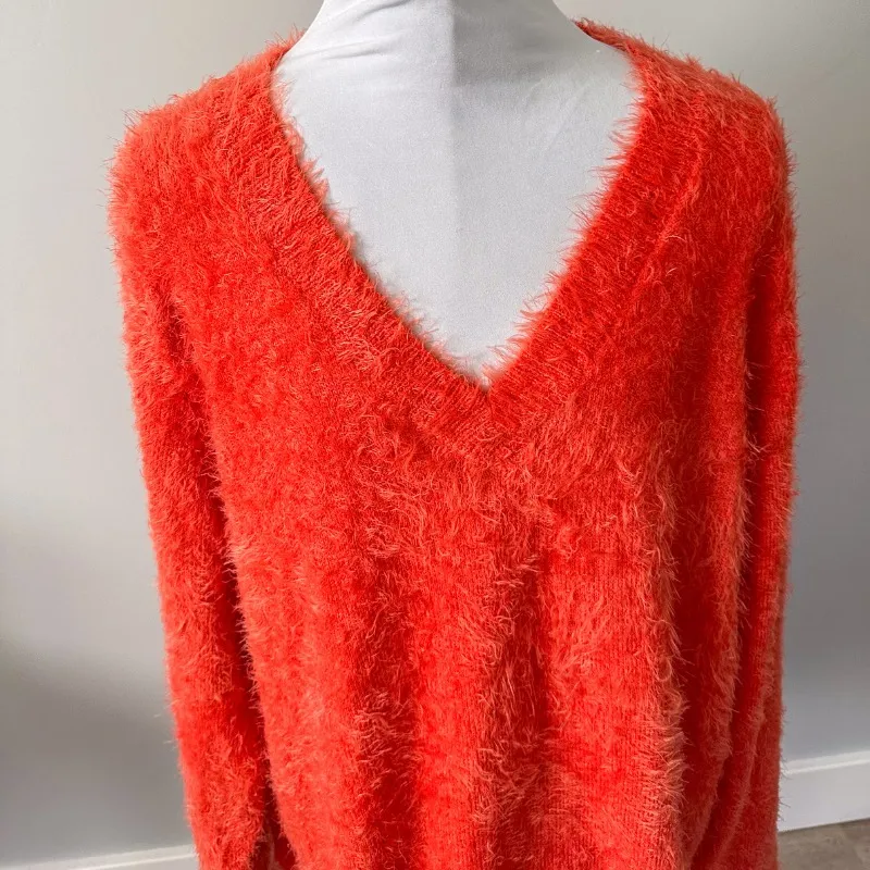 Evy's Tree The Ruthie Orange Feathered Sweater - Image 3