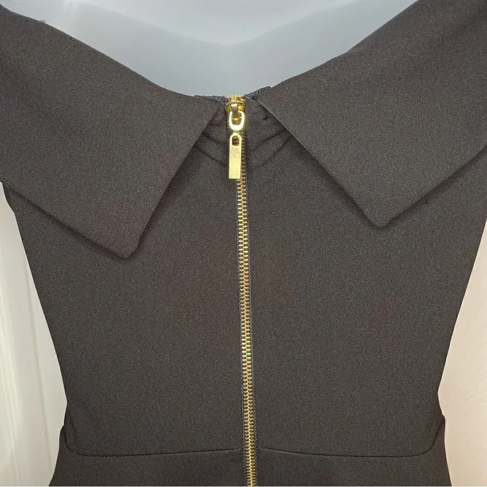 B. Darlin Cuff Off-The-Shoulder Scuba Crepe Skater Dress Retro 5/6 Juniors - Image 9