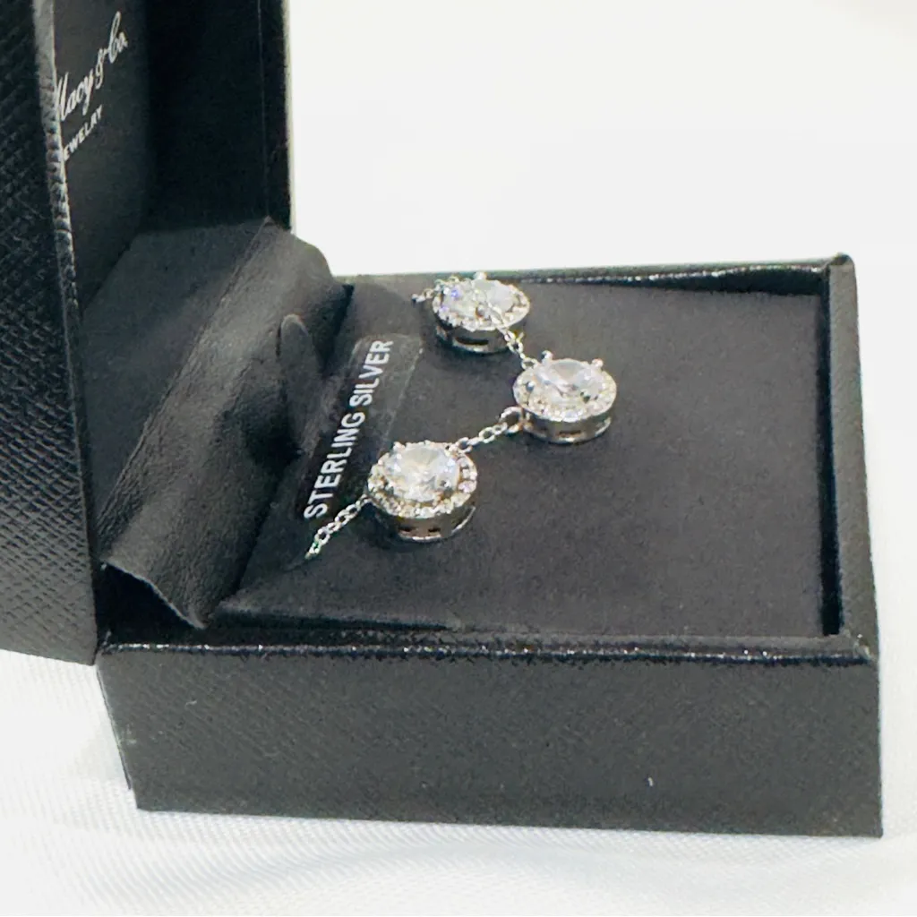 NWT Giani Bernini 2-Pc. Set CZ Halo Necklace & Earrings in Sterling Silver 925 - Image 3