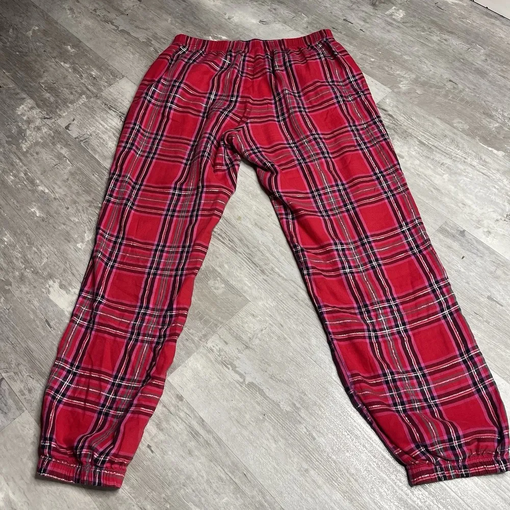 Victoria's Secret Lounge Pants Red Black Plaid Pajama Bottoms Jogger Small Z-257 - Image 8