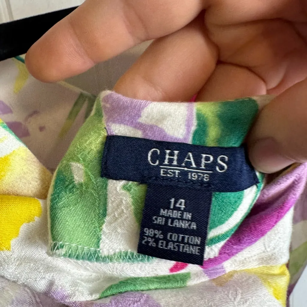 Chaps Spring Floral V-Neck Sundress Cotton A6 - Image 3
