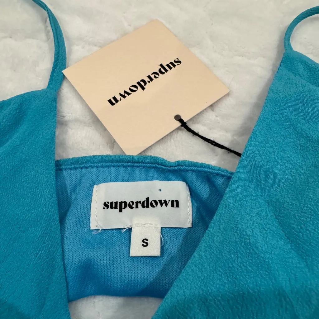 NWT superdown “Micah” Adjustable-Strap Mini Dress • Teal Blue • Cut-Out Back - Image 5