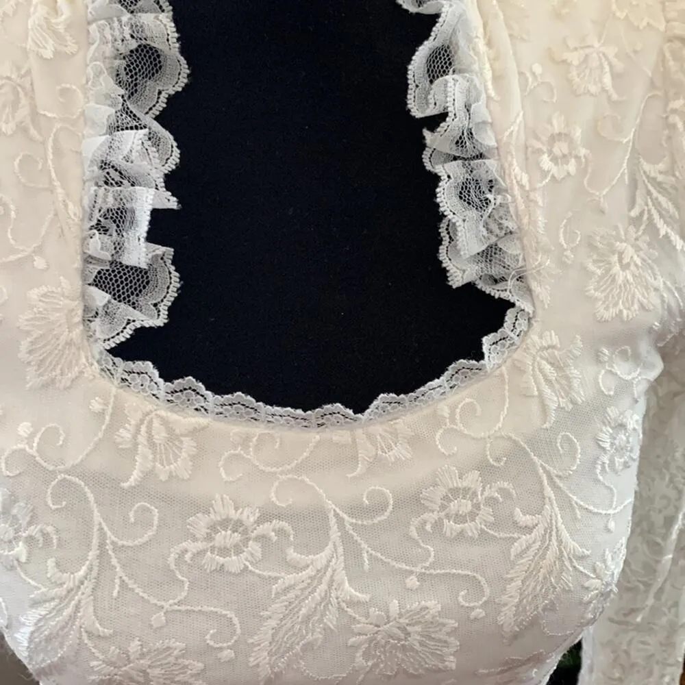 Margi Kent Designer to Stevie Nicks Vintage 80s Drop Waist Lace Midi Dress Size undefined - Image 7