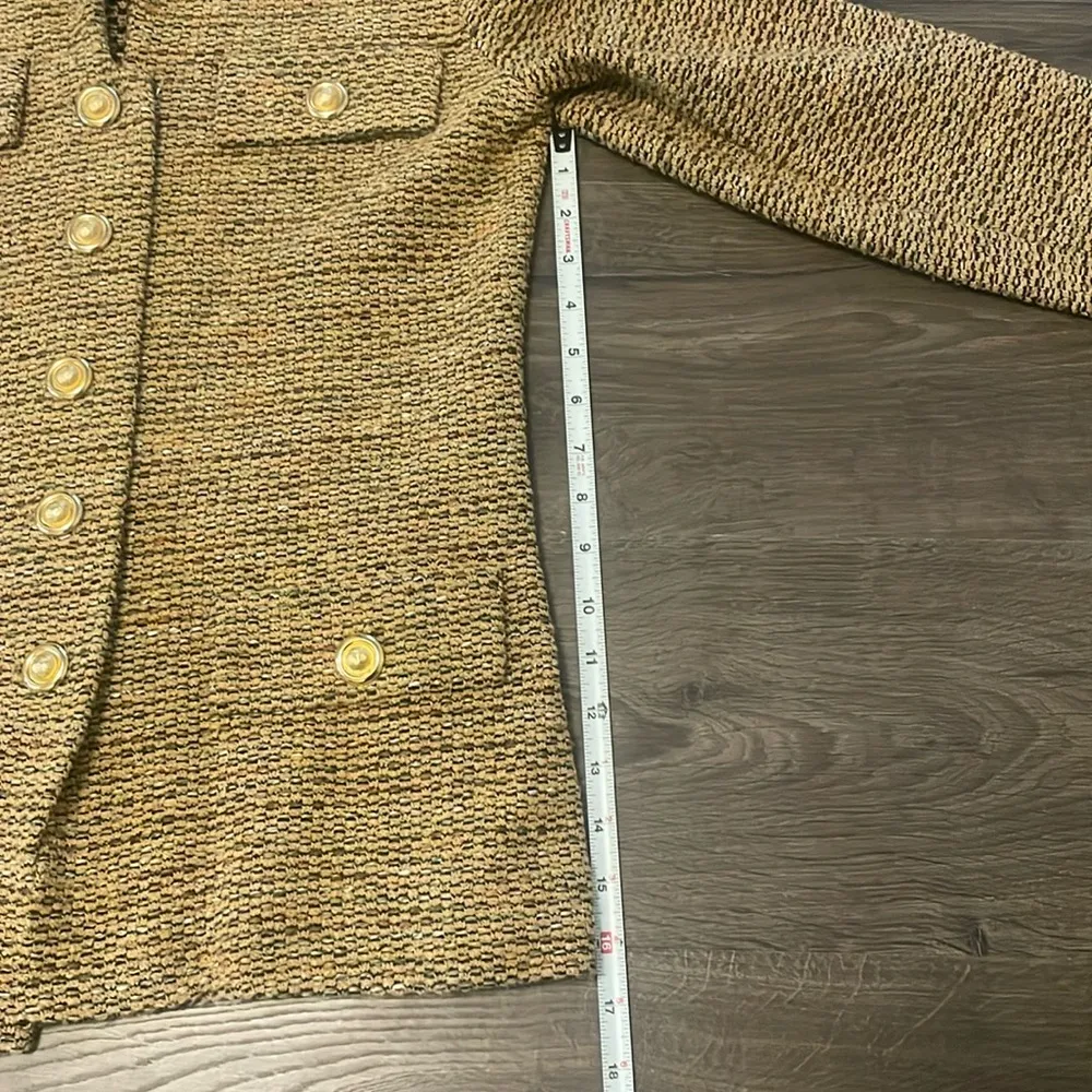 Women’s Vintage Castleberry Yellow Tan Sweater Blazer w/ Gold Buttons, Size 6 - Image 7