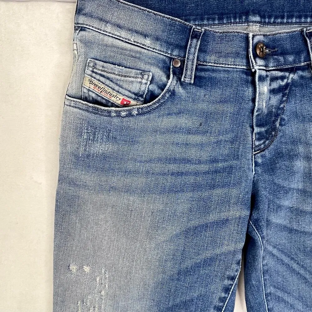 Diesel Grupee Super Slim Skinny Low Waist Mid Wash Blue Jeans Size 28x32 - Image 4