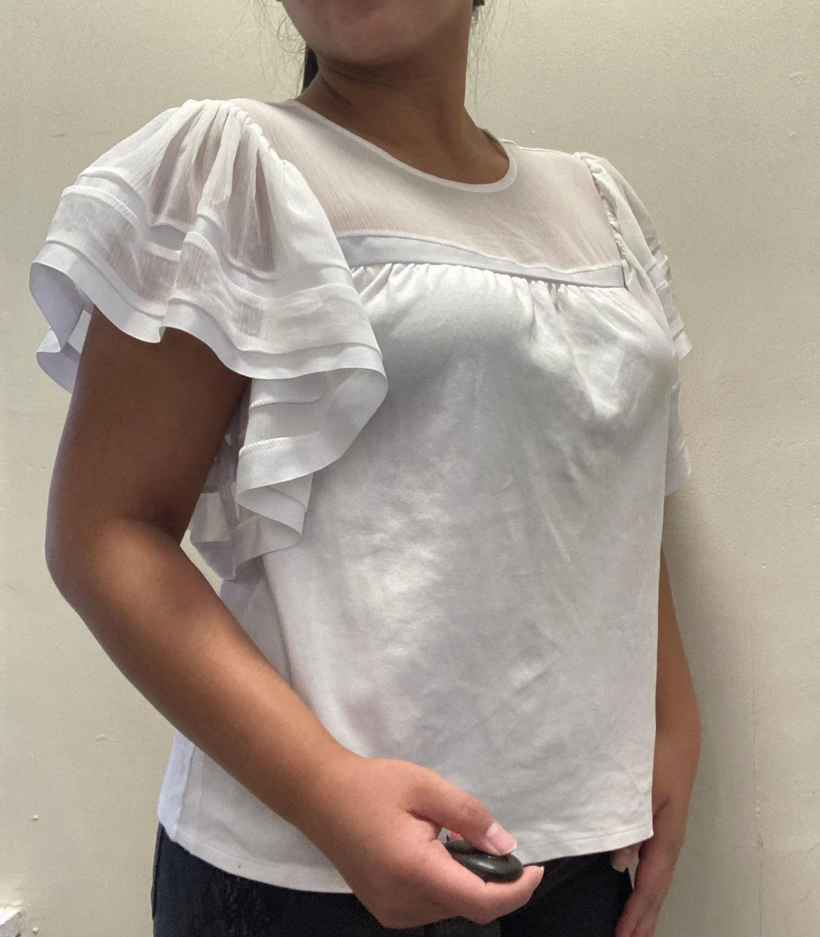 EXPRESS Mesh Panel Blouse - Image 2