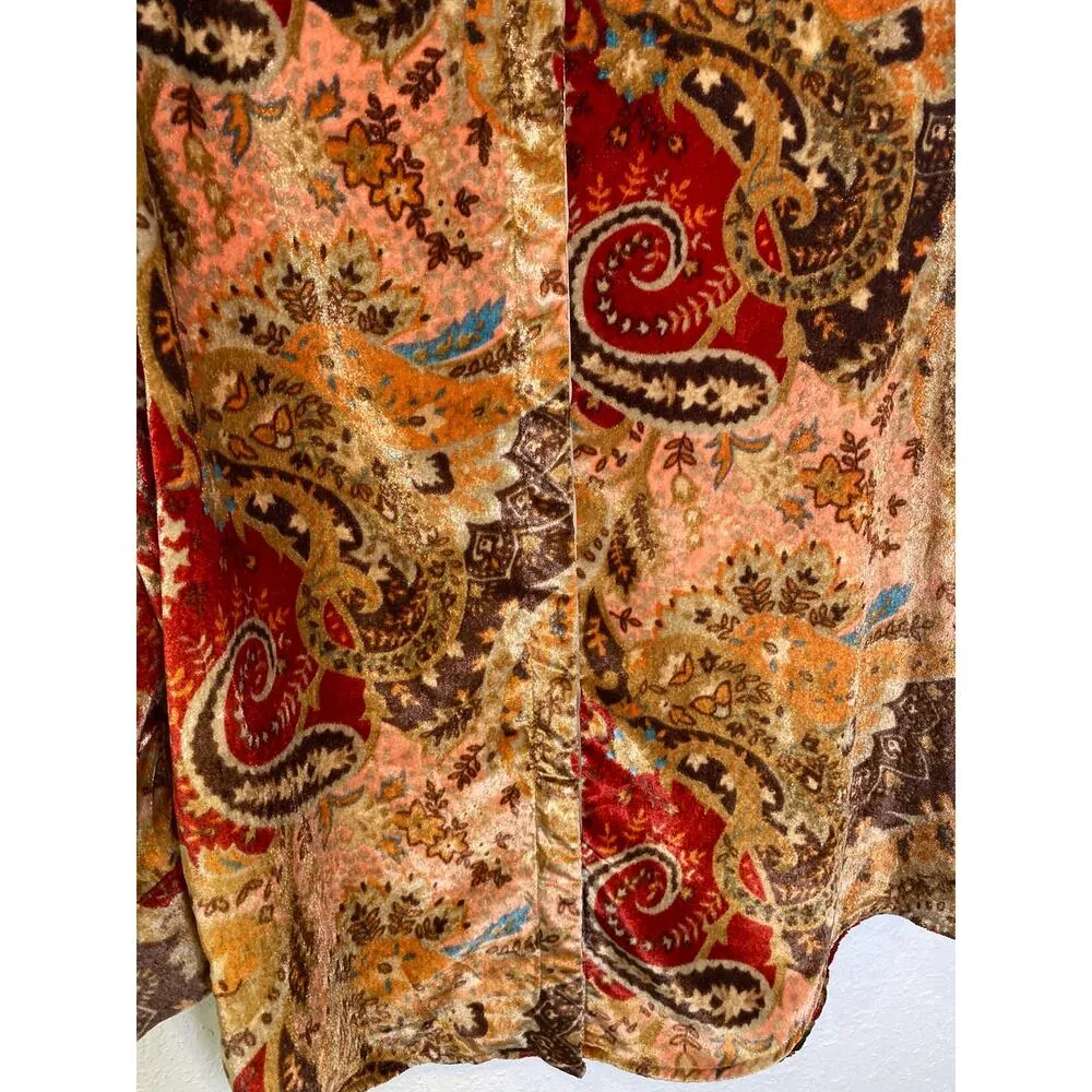 Soft Surroundings Montaigne Paisley Velour Button Down Tunic Shirt EUC Sz Sm - Image 3