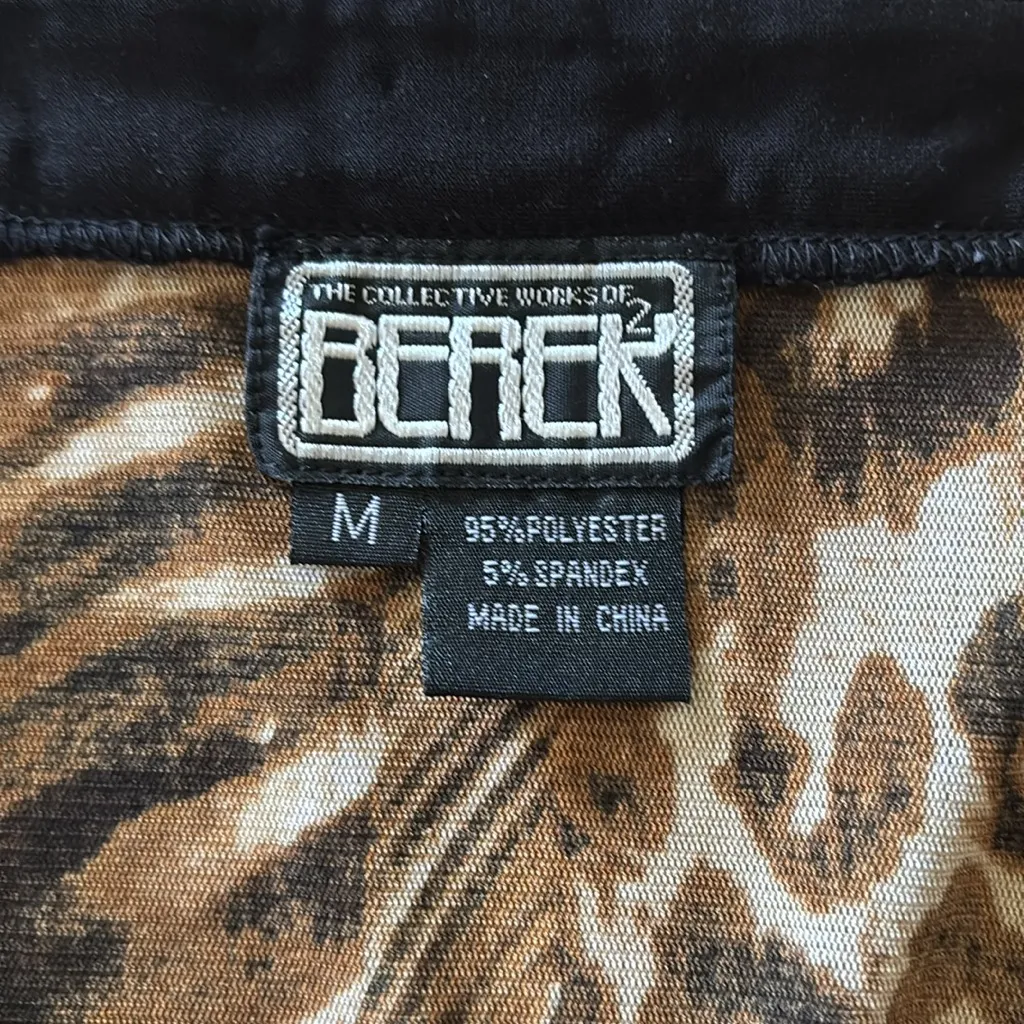 BEAER Black/Brown Animal Print Bohemian Sheer Beaded Jeweled Cardigan Size M Brown Size M - Image 5