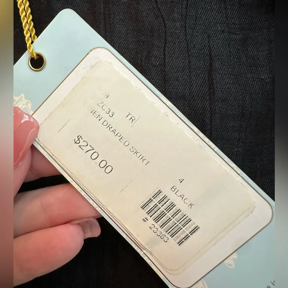 Tracy Reese New York Black Linen Draped Skirt Women’s Size 4 Small S NWT $270 - Image 9