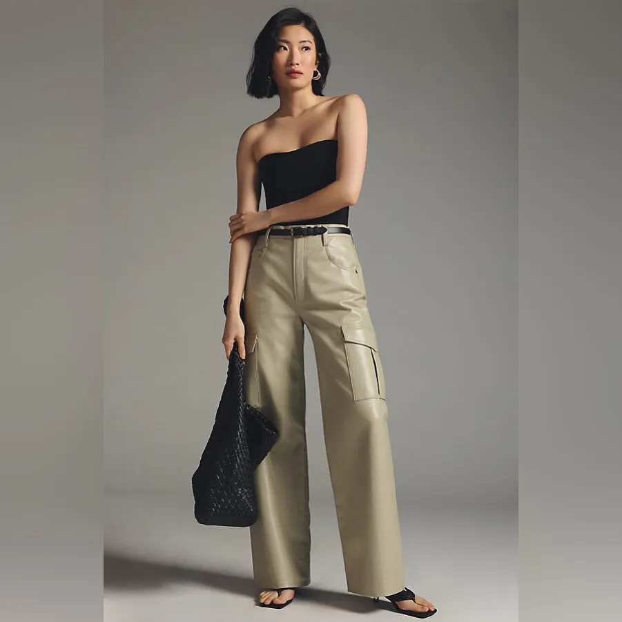 AGOLDE Leather Minka Cargo in Toast - Image 2