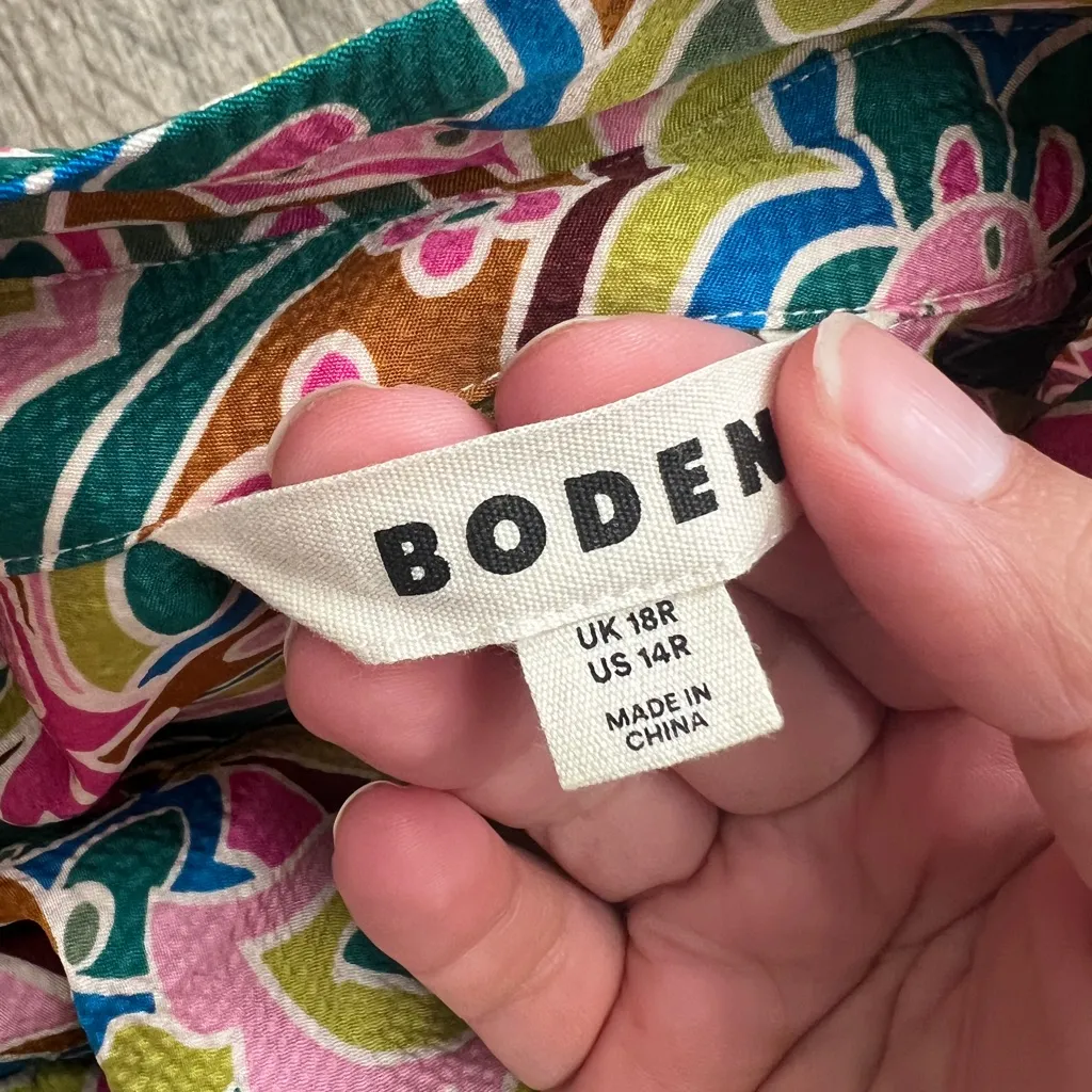 Boden Green Kate Satin Shirt Dress US Size 14R Pink - Image 14